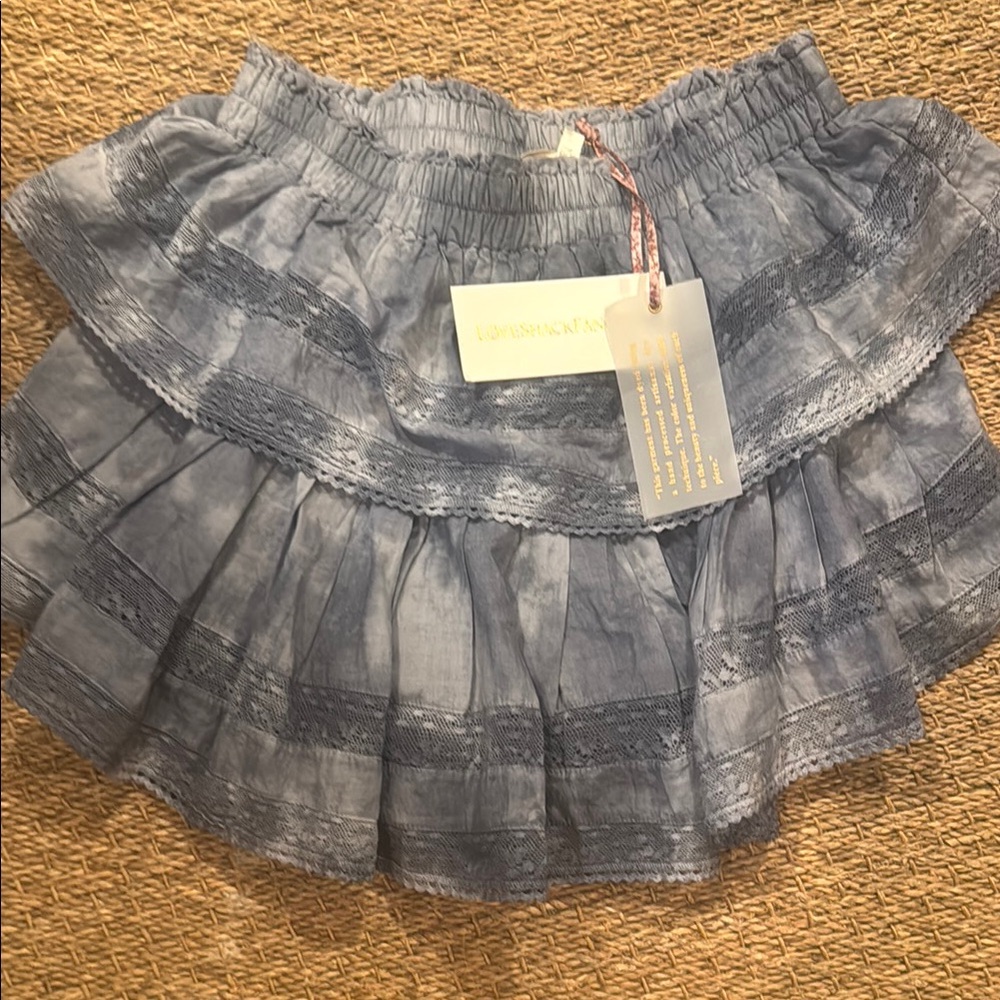 LoveShackFancy Gray ruffle Mini Skirt